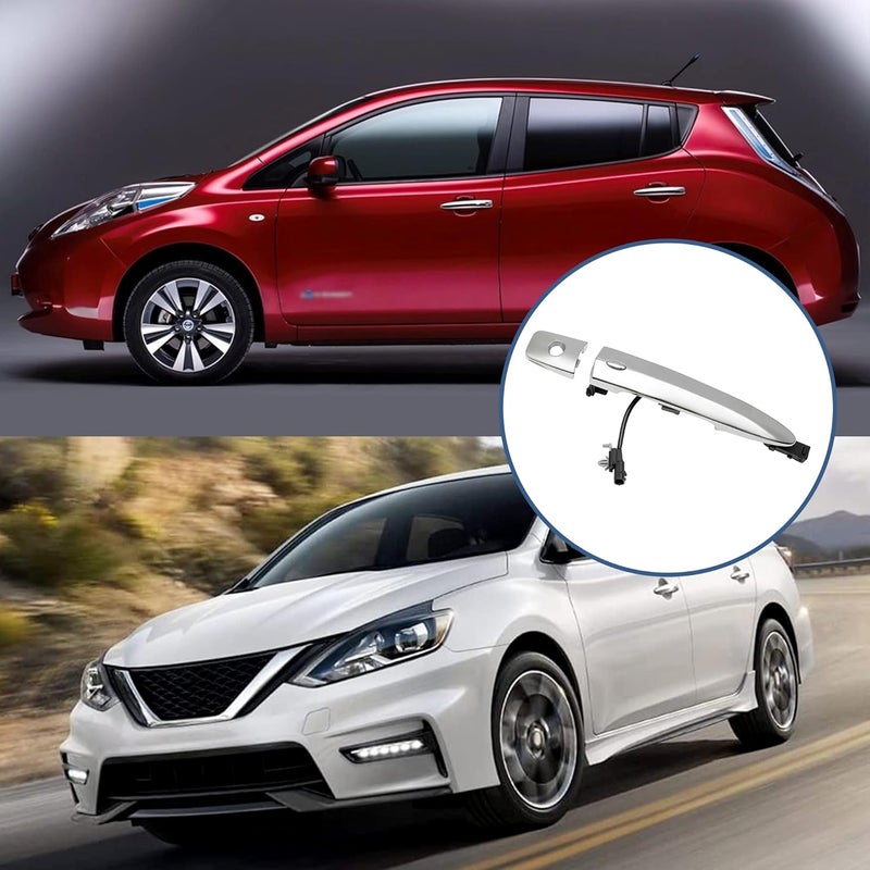 Gledewen Driver Door Handle Chrome, Compatible with 2009-2018 Nissan Sentra Murano Maxima Leaf, with Sensor and Smart Keyless Entry System, Exterior Front Left Side | Replace# 806469N00A Outside Handle Light & heavy use compatible - Image 5