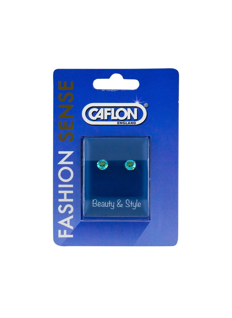 Caflon Fashion Sense Gold Plated Aquamarine Tiffany Earring 5mm  - Image 1