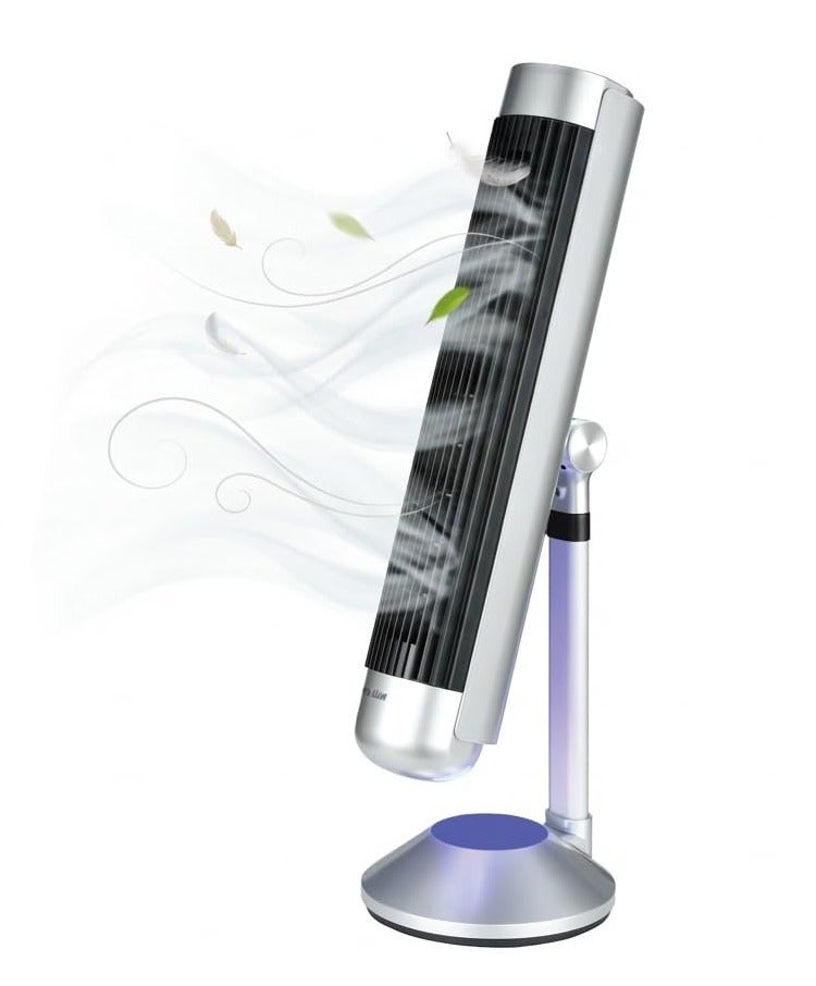 جرين ليون مروحة برج بريز 50 وات مع 5 أوضاع إضاءة و6 سرعات / مؤقت 9 ساعات / ارتفاع قابل للتعديل 175 مم / مادة ABS قوية - فضي - Image 1