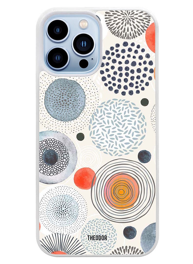 Theodor Protective Case Cover For APPLE IPHONE 14 Pro Max Circle Patterns Colourful(White Bumper) - Image 1