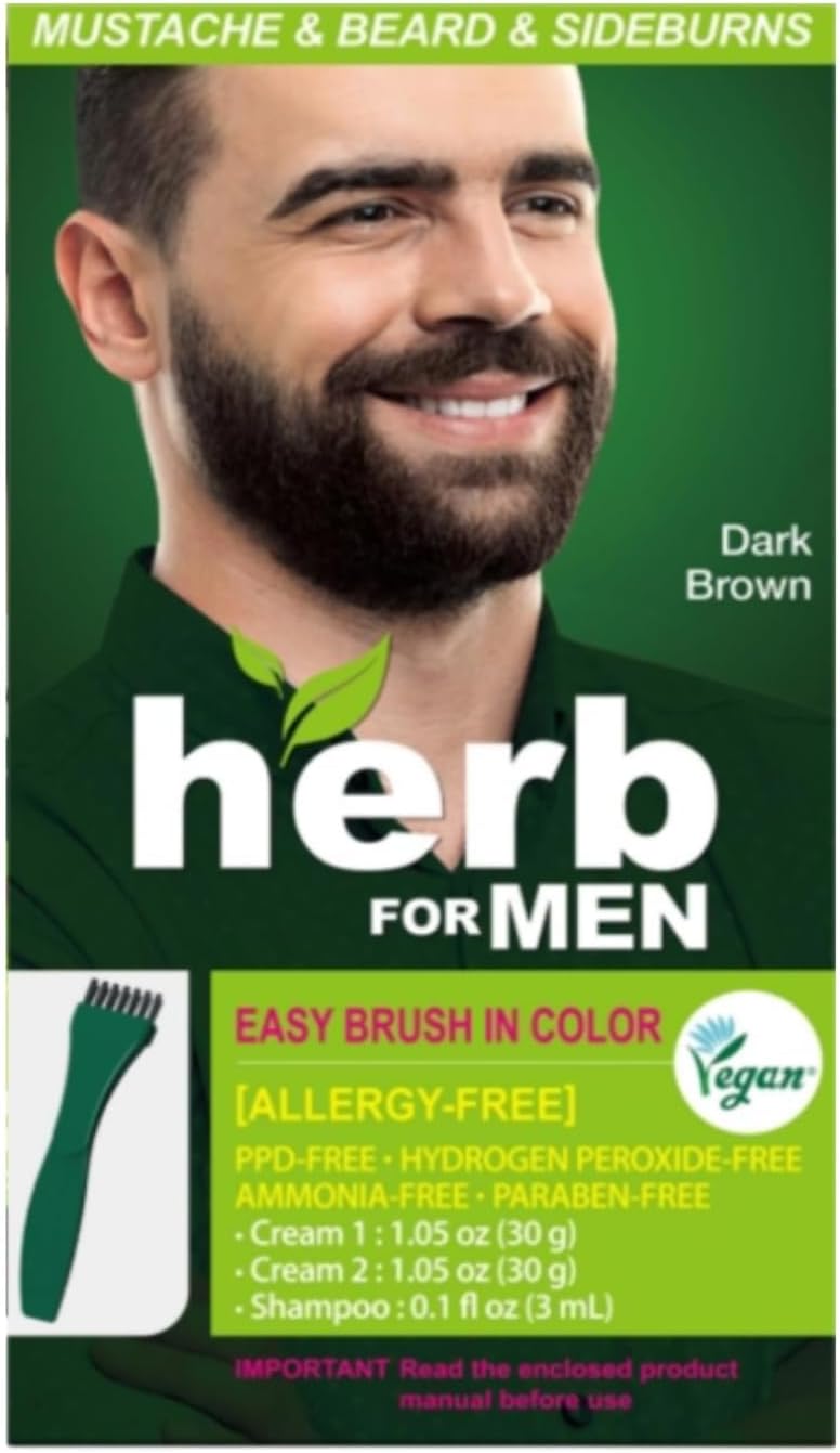 Herb Speedy Herb For Men Mustache & Beard Dye (Dark Brown, 1 Pack), PPD-Free Ammonia-Free, Vegan with Natural Ingredients, Odorless, Gentle for Sensitive Skin, No Skin Irritation - Image 1