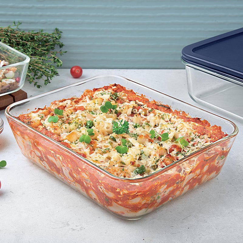 La Opala Cook Serve Store 100% Borosilicate Glass Storage Container | Simply Store with Silicon Lid | Rectangle 1.4 L | Microwave & Oven Proof | Dishwasher & Freezer Proof | Durable | Transparent - Image 5