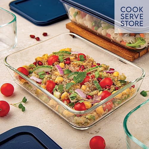 La Opala Cook Serve Store 100% Borosilicate Glass Storage Container | Simply Store with Silicon Lid | Rectangle 1.4 L | Microwave & Oven Proof | Dishwasher & Freezer Proof | Durable | Transparent - Image 3