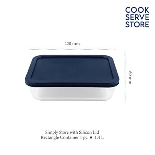La Opala Cook Serve Store 100% Borosilicate Glass Storage Container | Simply Store with Silicon Lid | Rectangle 1.4 L | Microwave & Oven Proof | Dishwasher & Freezer Proof | Durable | Transparent - Image 2