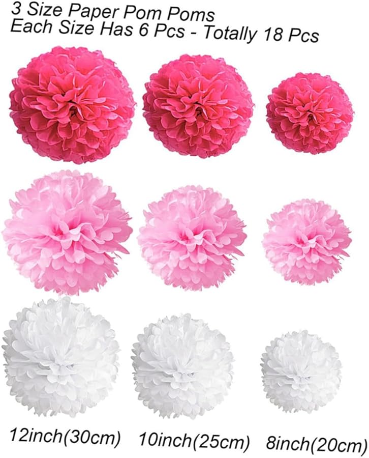 Pink Rosy White Paper Flower Ball Honeycomb Decorations For Party Wedding Home - Image 3