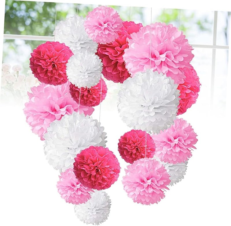 Pink Rosy White Paper Flower Ball Honeycomb Decorations For Party Wedding Home - Image 4