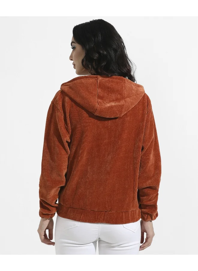 Pinacolada  Women's Orange Ribbed Hoodie With Zip-Closure for Women | Best Price UAE