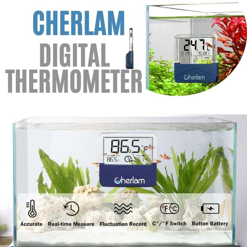 VAYINATO Cherlam Aquarium Digital Thermometer LCD Touchscreen with Transparent Display | Slim | Compact | Accurate | Suitable for Freshwater, Seawater by Petzlifeworld - Image 2