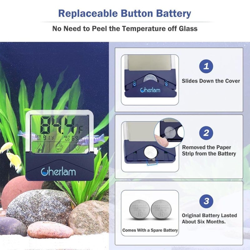 VAYINATO Cherlam Aquarium Digital Thermometer LCD Touchscreen with Transparent Display | Slim | Compact | Accurate | Suitable for Freshwater, Seawater by Petzlifeworld - Image 3