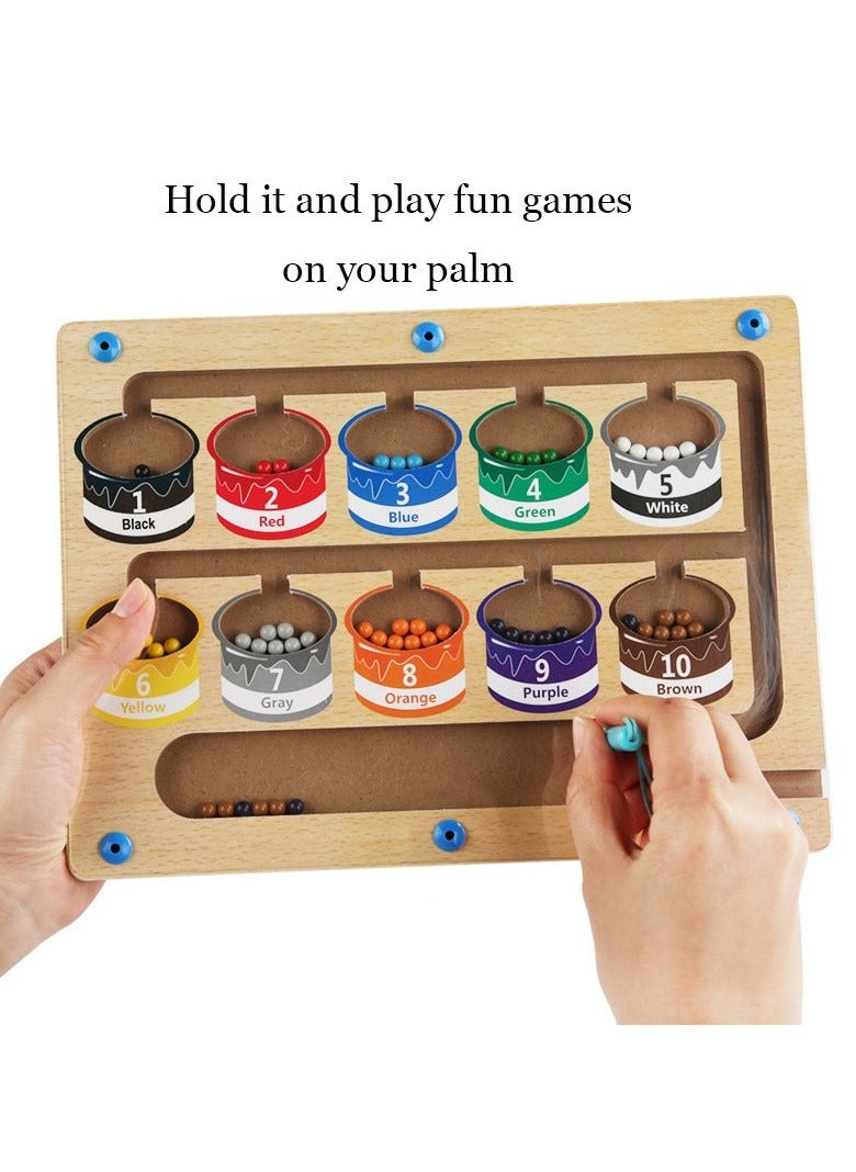 NIBEMINENT - Magnetic Color and Number Maze,Montessori Educational Wooden Magnet Puzzle Game Board for Toddlers,Toddler Activities Counting Matching Games,Learning Fine Motor Skills Preschoolers - Image 1
