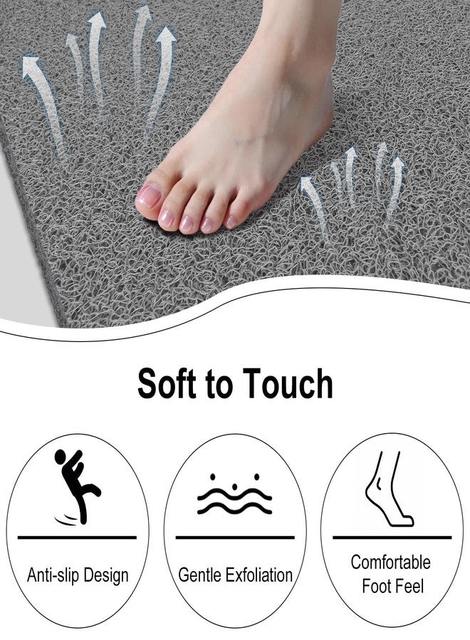 Darhoo Shower Mat Non Slip, 32" x 24" Large Soft Loofah Shower Mats for Inside Shower with Drain Hole in Middle, Anti Slip Shower Floor Mat for Elderly, Quick Drying, Grey - Image 4