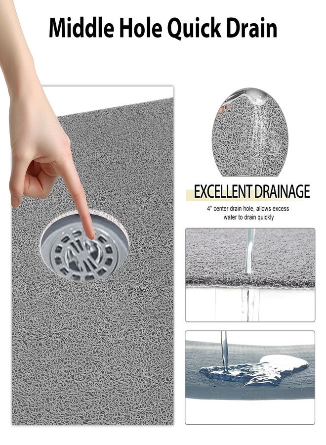 Darhoo Shower Mat Non Slip, 32" x 24" Large Soft Loofah Shower Mats for Inside Shower with Drain Hole in Middle, Anti Slip Shower Floor Mat for Elderly, Quick Drying, Grey - Image 5