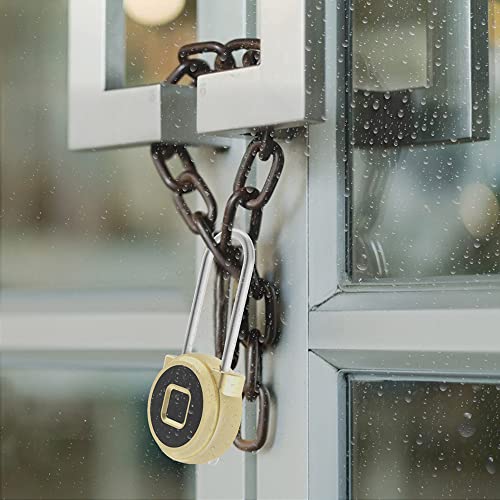 Elinksmart Fingerprint Padlock eLinkSmart Long Padlock with 45MM Shackle Weatherproof 1000 App User Combination Locker Lock for Gym Locker Fence Garden Cupboard Cabinet Gold - Image 3