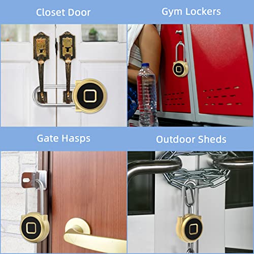 Elinksmart Fingerprint Padlock eLinkSmart Long Padlock with 45MM Shackle Weatherproof 1000 App User Combination Locker Lock for Gym Locker Fence Garden Cupboard Cabinet Gold - Image 4