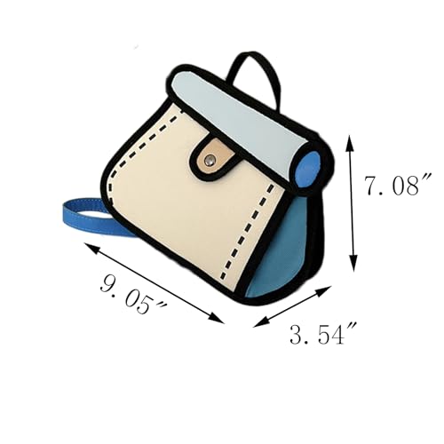 Craoopii Funny 2D Cartoon Crossbody Bag Creative Cute Handbag 3D Style 2D Drawing Canvas Bag for Women & Men (Blue) - Image 2