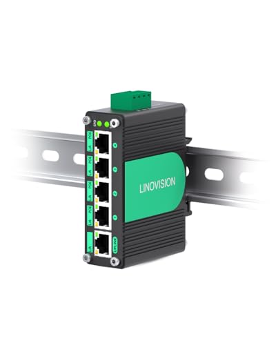 LINOVISION Industrial 5 Ports Gigabit 12V PoE Switch, Solar Powered Switch Support DC 9–54V Input to 48V PoE Output, 4 x IEEE 802.3af/at Ports 30W @120W, IP40 for Solar Power/RV Truck/VoIP Systems - Image 1