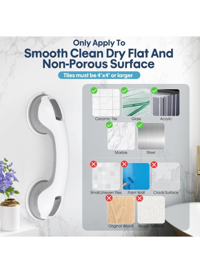 Bukela 2 Pack Grab Bars for Bathtubs and Showers with Suction Cup, Removable Shower Grab Bars for Seniors, No Drilling Heavy Duty Shower Handle for Bathroom Safety, Handicap Grab Bars, Grey - Image 3