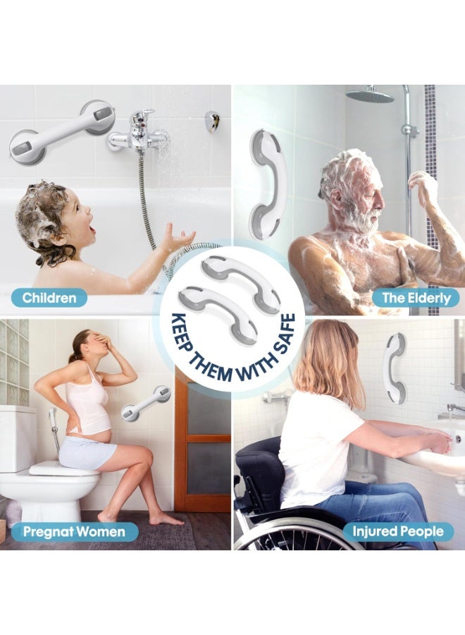 Bukela 2 Pack Grab Bars for Bathtubs and Showers with Suction Cup, Removable Shower Grab Bars for Seniors, No Drilling Heavy Duty Shower Handle for Bathroom Safety, Handicap Grab Bars, Grey - Image 4
