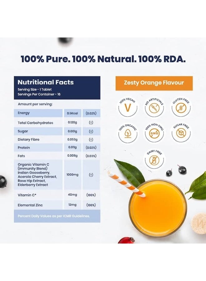 WELLBEING NUTRITION Natural Vitamin C + Zinc 1000mg with Amla, Rose Hip, Acerola Cherry | Organic Immunity Booster, Helps Build Collagen for Healthy Hair, Skin & Nails, 16 Effervescent Tablets - Image 4