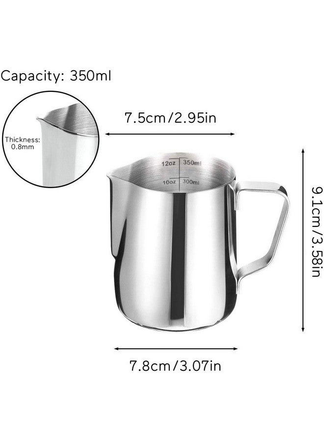 homepixi إبريق حليب هومبيكسي (350 مل) مع إبرة فن القهوة، إبريق قهوة إسبريسو من الفولاذ المقاوم للصدأ 304 لفن اللاتيه، إبريق لعمل رغوة الحليب، أدوات باريستا لكابتشينو والقهوة - Image 5