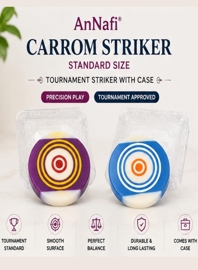 AnNafi® Carrom Striker | Standard Size Carrom Tournament Striker with Case | Smooth Surface and Excellent Re-Bounce for Indoor & Outdoor Carrom Board Game | Play with Family & Friends - Image 3