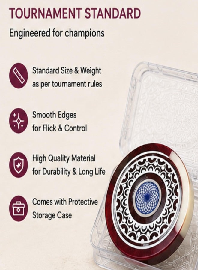 AnNafi® Carrom Striker | Standard Size Carrom Tournament Striker with Case | Smooth Surface and Excellent Re-Bounce for Indoor & Outdoor Carrom Board Game | Play with Family & Friends - Image 4