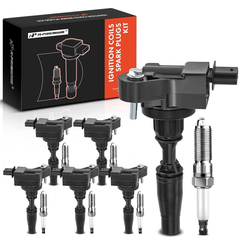 APremium Set of 6 Ignition Coil Pack and Iridium Spark Plugs Compatible with GMC Acadia Canyon Chevrolet Camaro Colorado Blazer Buick LaCrosse Regal Sportback Cadillac CTS XT5 ATS CT6