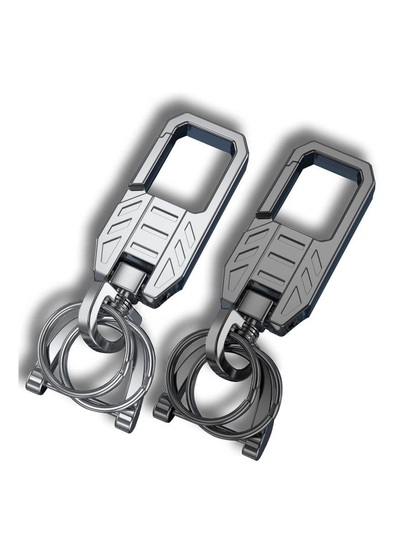 Metal Keychain Car Fob Key Chain Holder Clip - Stylish Design with Detachable Valet Key Ring & Anti-Lost D-Ring for Men and Women - Perfect for Organizing Keys - Image 1