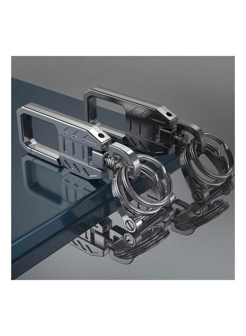 Metal Keychain Car Fob Key Chain Holder Clip - Stylish Design with Detachable Valet Key Ring & Anti-Lost D-Ring for Men and Women - Perfect for Organizing Keys - Image 4