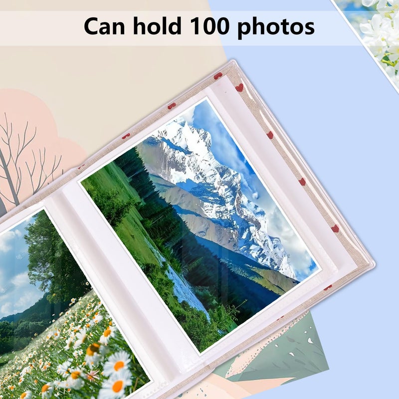 GINCEVHY Photo Album 100 Photos (4 x 6 Inch) - Portable Mini Linen Cover Scrapbook Album for Kids Birthday Family Wedding Anniversary Art & Craft Projects - Image 4