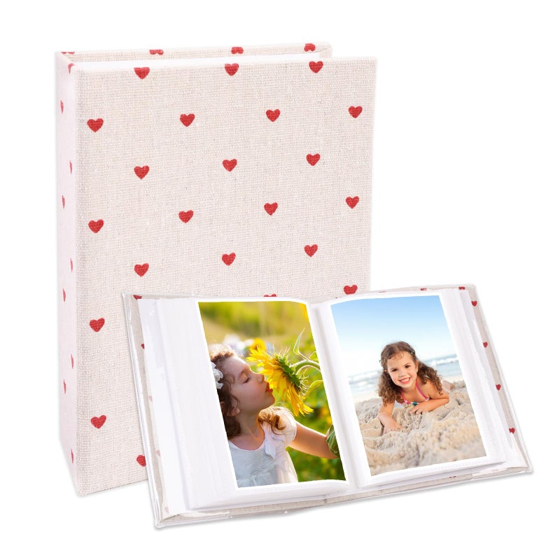 GINCEVHY Photo Album 100 Photos (4 x 6 Inch) - Portable Mini Linen Cover Scrapbook Album for Kids Birthday Family Wedding Anniversary Art & Craft Projects - Image 1
