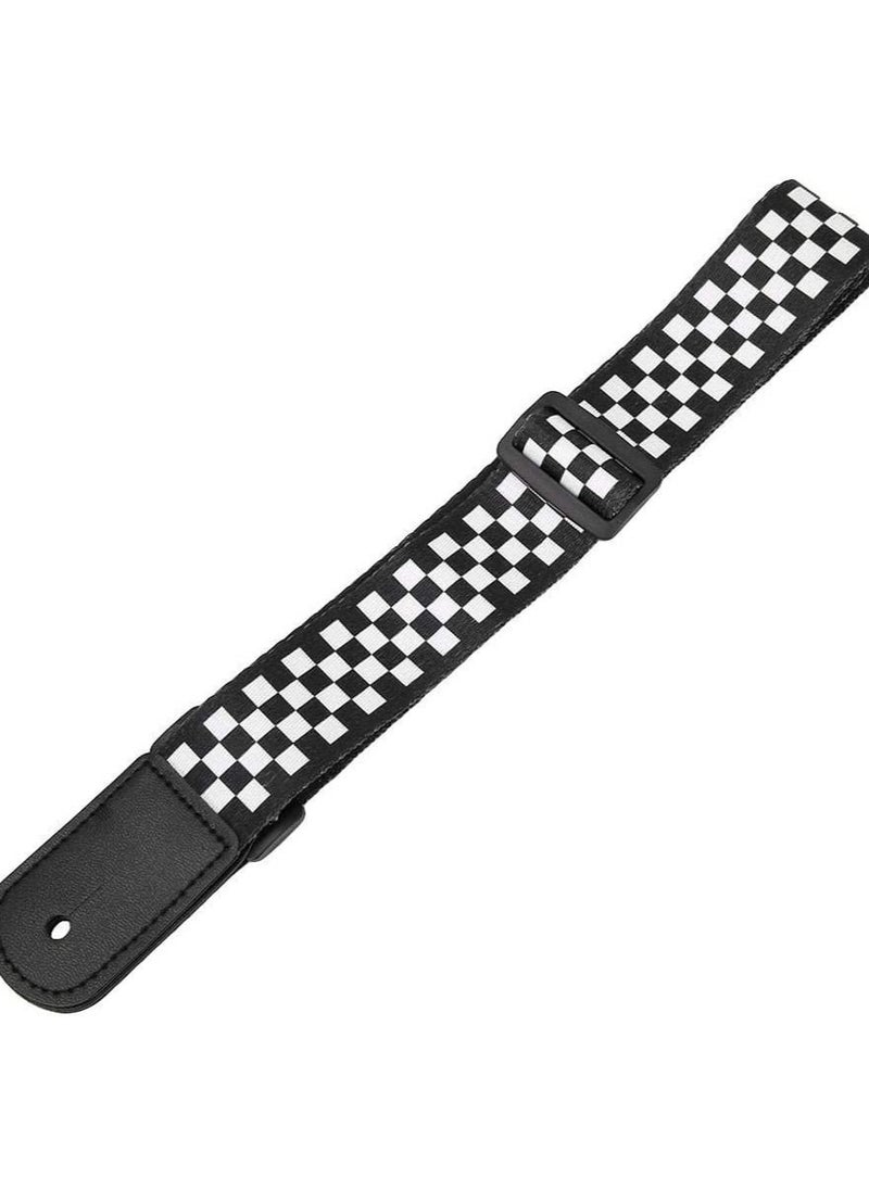 Megarya - Alinory Ukulele Strap Adjustable Black and White Squares Ukulele 4 String Hawaii Guitar Shoulder Strap Accessory - Image 1