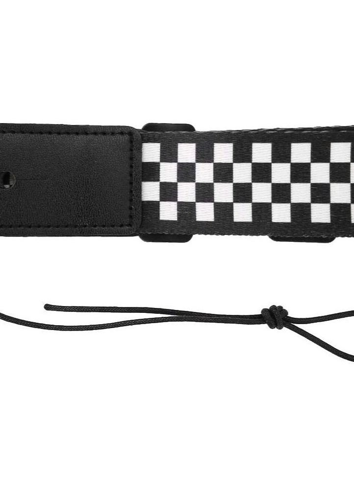 Megarya - Alinory Ukulele Strap Adjustable Black and White Squares Ukulele 4 String Hawaii Guitar Shoulder Strap Accessory - Image 1