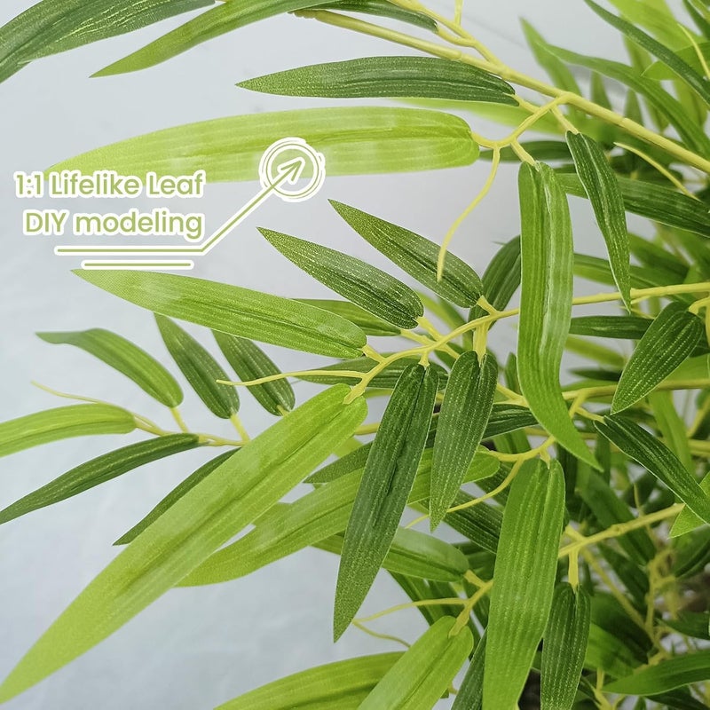 ARICKDECOR 5ft شجرة الخيزران الصناعية من السيليكون للنباتات الخضراء المزيفة للديكور الداخلي والخارجي مع وعاء - Image 5