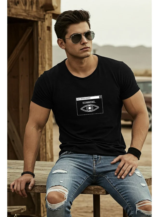 فيردو Veirdo® Men's T-Shirt Regular Fit Round Neck Pure Cotton Half Sleeve Graphics Printed T-Shirt with Black Colour & S Size