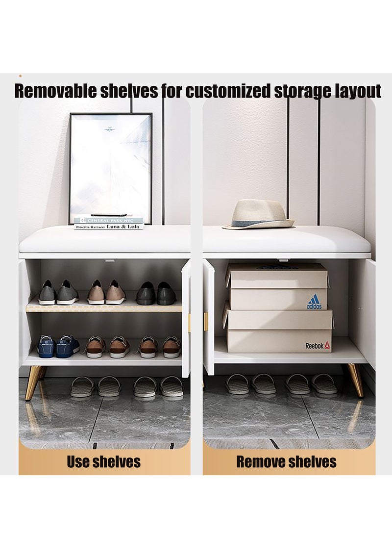 YY-Recheer Entryway Shoe Bench with Storage, 90CM Shoe Cabinet with Padded Seat for Hallway, Living Room, Bedroom - Image 4