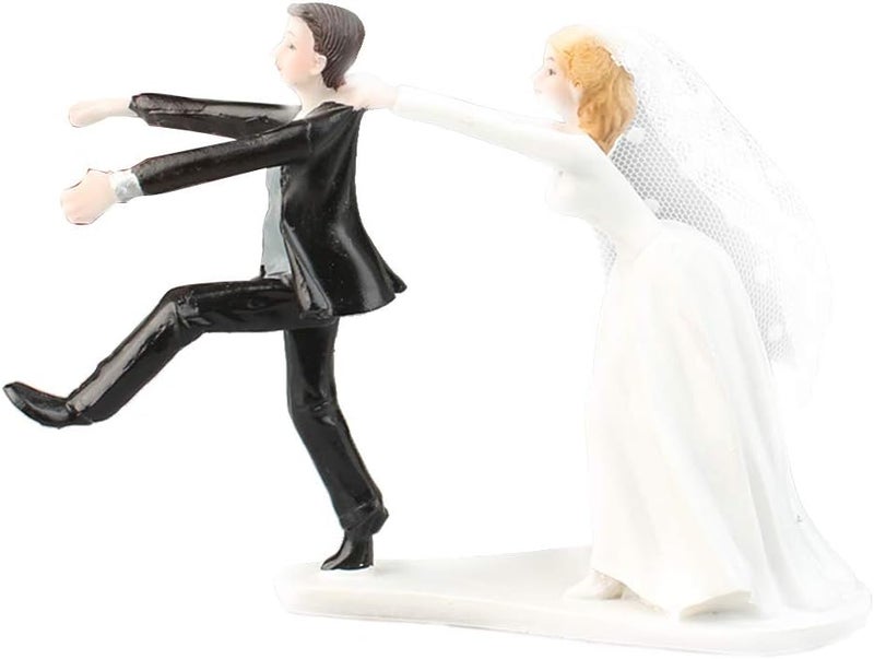 klarako ughty Reluctant Groom Bride Resin Figurine Wedding Cake Topper Wedding Decor - Image 5