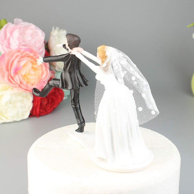 klarako ughty Reluctant Groom Bride Resin Figurine Wedding Cake Topper Wedding Decor - Image 2