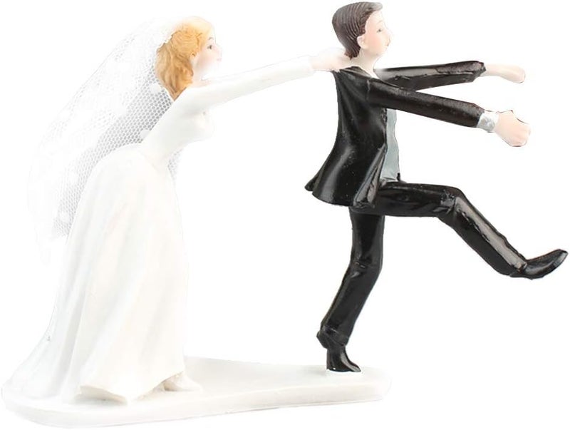 klarako ughty Reluctant Groom Bride Resin Figurine Wedding Cake Topper Wedding Decor - Image 1