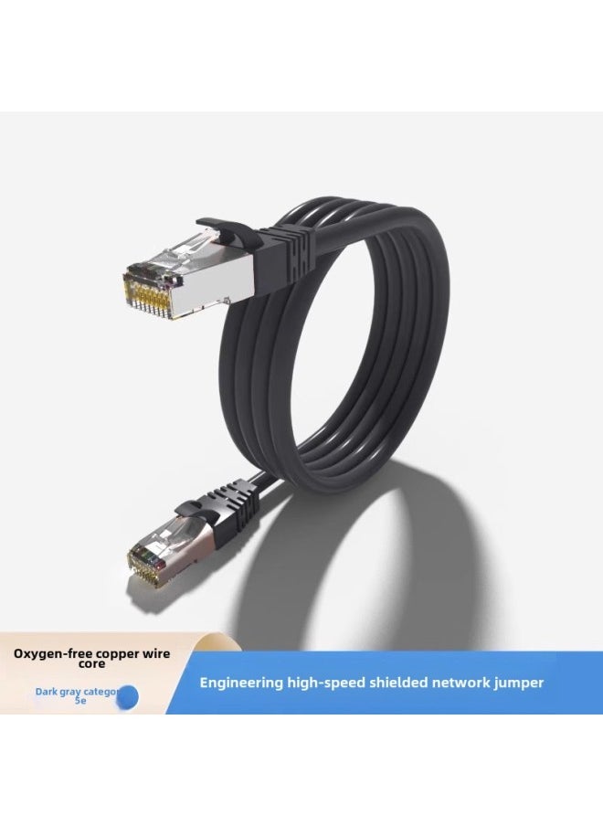 Generic Household Engineering FS/UTP Super Category 5 Or 6 Unshielded Jumper Network Connection Line Oxygen-Free Copper Network Cable Gigabit Computer-Color:Ultra Class 5 Shielding Jumper (Dark Grey) Oxygen Free Copper-Line Length:5 M  - Image 1