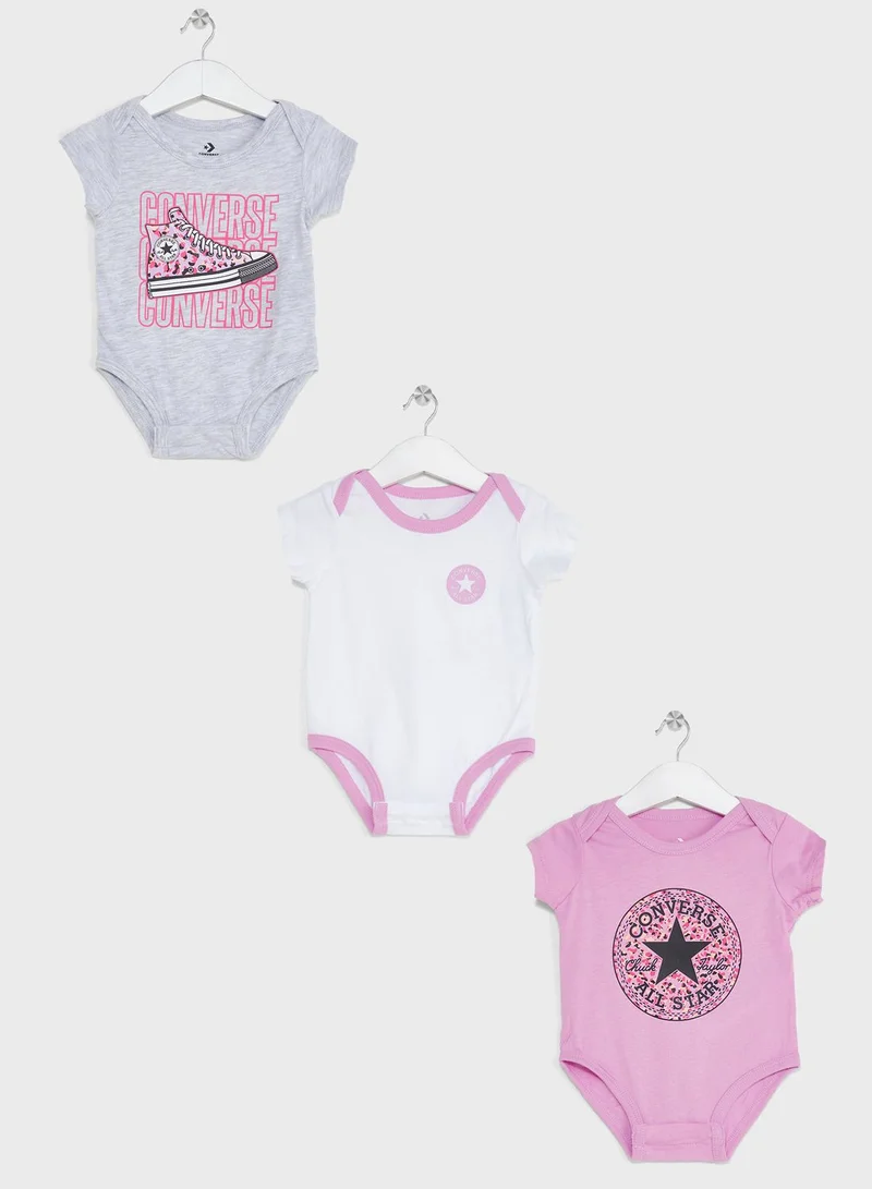 CONVERSE Infant 3 Pack Leopard Printed Bodysuit