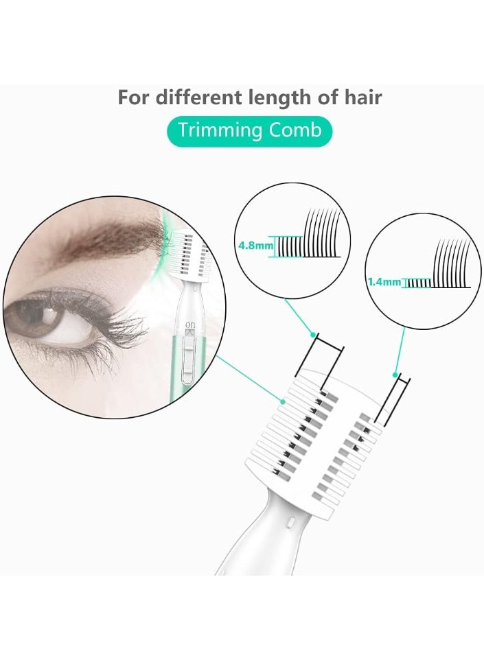 فنستانت مقص حواجب كهربائي مطور ومزيل شعر الوجه (يعمل بالبطارية) – ماكينة حلاقة دقيقة وغير مؤلمة مع مشط للوجه، الذقن، الرقبة، الشارب والشعر الخفيف (بدون شد) - Image 3