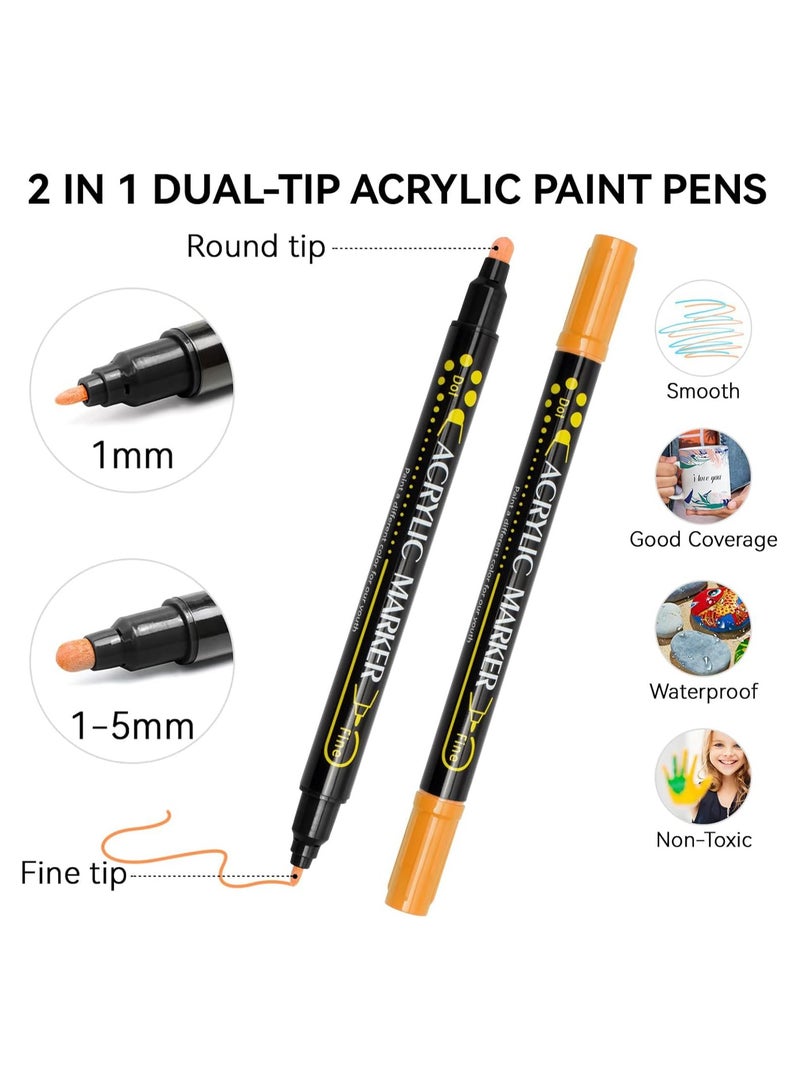Generic 24 Pcs Paint Markers Paint Pens, Dual Tip Acrylic Paint Pens, Ideal for Wood, Rock Painting, Canvas, Stone, Glass, Ceramic, DIY Crafts Making Art Supplies  - Image 2