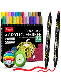 Generic Paint Markers Paint Pens, Dual Tip Acrylic Paint Pens, Ideal for Wood, Rock Painting, Canvas, Stone, Glass, Ceramic, DIY Crafts Making Art Supplies 24  - Image 1