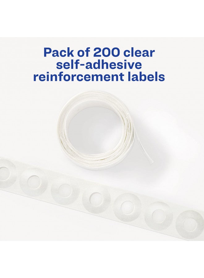 Avery Self-Adhesive Hole Reinforcement Stickers, 1/4" Diameter Hole Punch Reinforcement Labels, Clear, Non-Printable, 200 Labels Total (5721) - Image 3