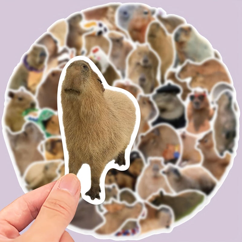 Multicolor Matte Capybara Sticker Set for Phone Laptops Bottles 50pcs - Image 3