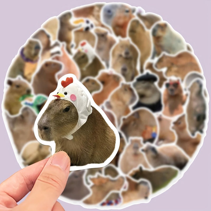 Multicolor Matte Capybara Sticker Set for Phone Laptops Bottles 50pcs - Image 4