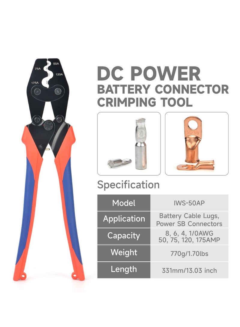 Excefore Battery Cable Crimping Tool for Power 50A & 75A Connectors, Anderson SB50 SB120 SB175 Connectors, AWG 8-1/0 Battery Cable Lugs - Professional Grade Crimper for Secure Power Connections - Image 2