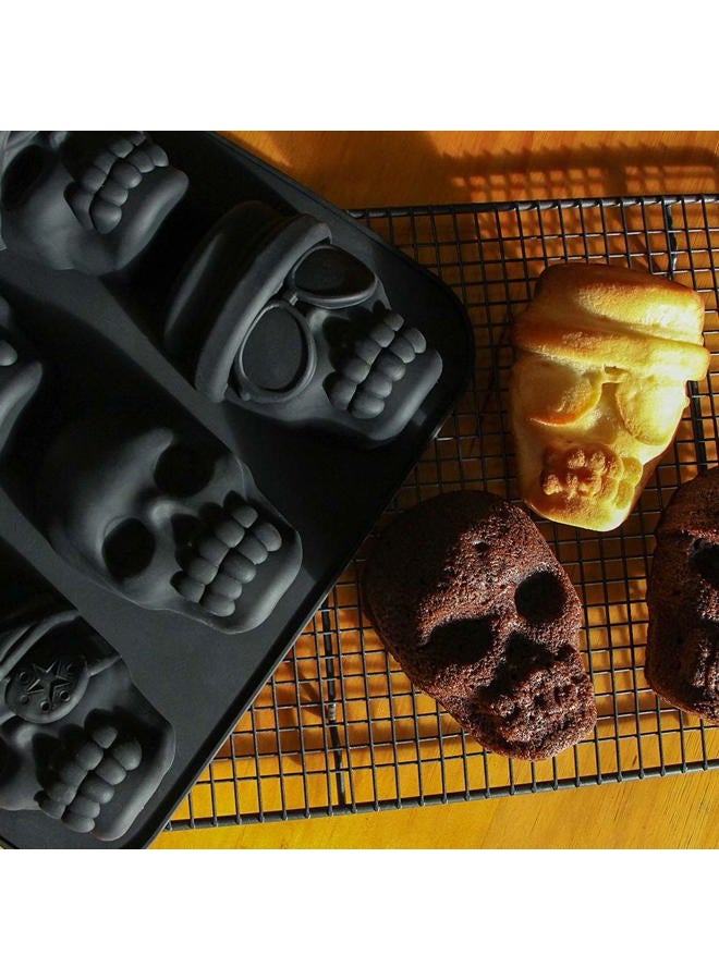 Webake Skull Cake Pan Silicone Gelatin Cakelet Mold Skull Pizza Tin Baking Pan - Image 4