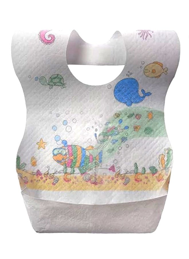 Cute 'n' Cuddle Cute 'n' Cuddle – Disposable Baby Bibs (50 Pcs) – White with Fish Pattern – Leak-Proof, Food Catcher, Sticky Closure – Individually Packed for Travel  - Image 1